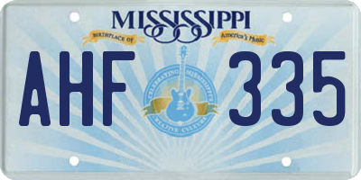 MS license plate AHF335