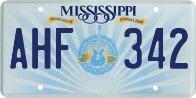 MS license plate AHF342