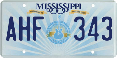 MS license plate AHF343