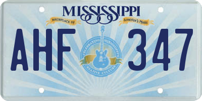MS license plate AHF347