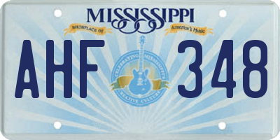 MS license plate AHF348