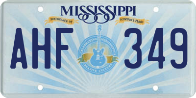 MS license plate AHF349