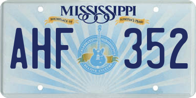 MS license plate AHF352