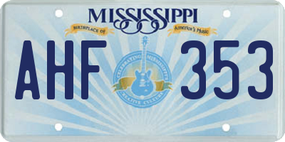 MS license plate AHF353