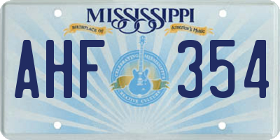 MS license plate AHF354