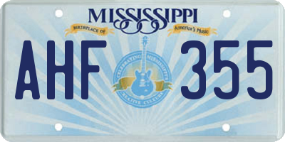 MS license plate AHF355