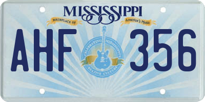 MS license plate AHF356