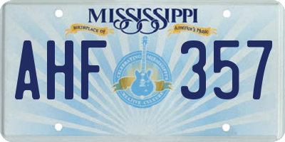 MS license plate AHF357