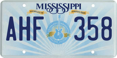 MS license plate AHF358