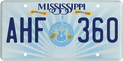 MS license plate AHF360