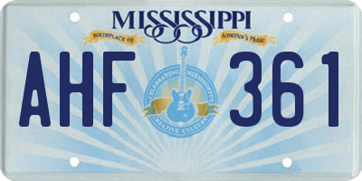 MS license plate AHF361