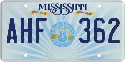 MS license plate AHF362