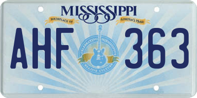 MS license plate AHF363