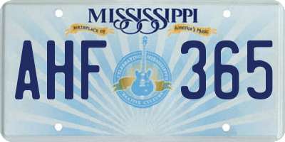 MS license plate AHF365