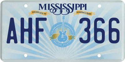MS license plate AHF366
