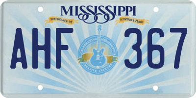 MS license plate AHF367