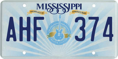 MS license plate AHF374