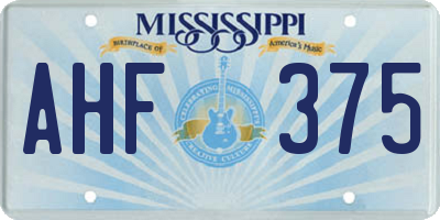 MS license plate AHF375