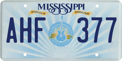 MS license plate AHF377