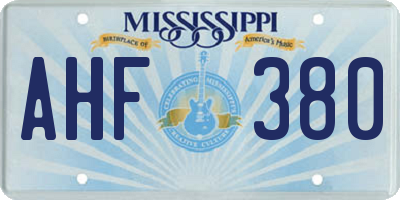 MS license plate AHF380