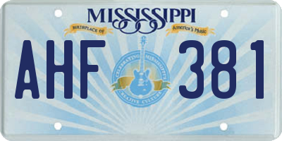 MS license plate AHF381