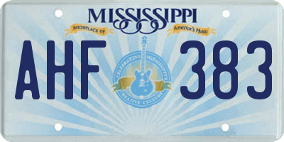 MS license plate AHF383
