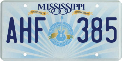 MS license plate AHF385