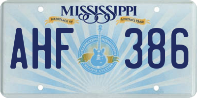 MS license plate AHF386