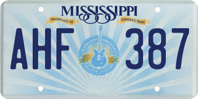 MS license plate AHF387