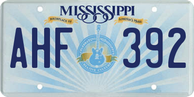 MS license plate AHF392