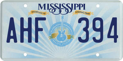 MS license plate AHF394