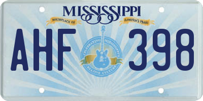 MS license plate AHF398
