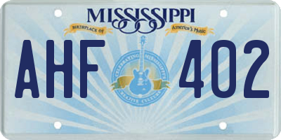 MS license plate AHF402