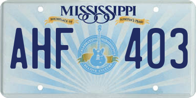 MS license plate AHF403