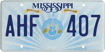 MS license plate AHF407