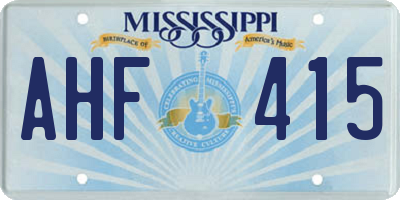 MS license plate AHF415