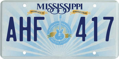 MS license plate AHF417
