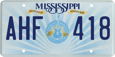 MS license plate AHF418