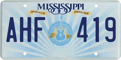 MS license plate AHF419