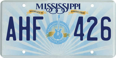 MS license plate AHF426