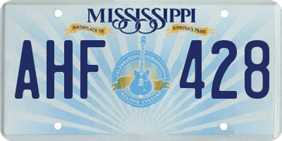 MS license plate AHF428