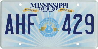 MS license plate AHF429