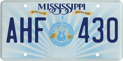 MS license plate AHF430