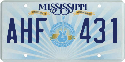 MS license plate AHF431