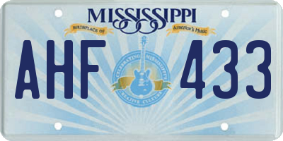MS license plate AHF433