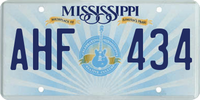 MS license plate AHF434