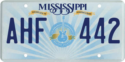 MS license plate AHF442