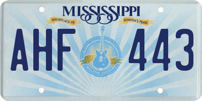 MS license plate AHF443