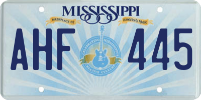 MS license plate AHF445