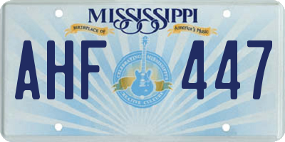 MS license plate AHF447